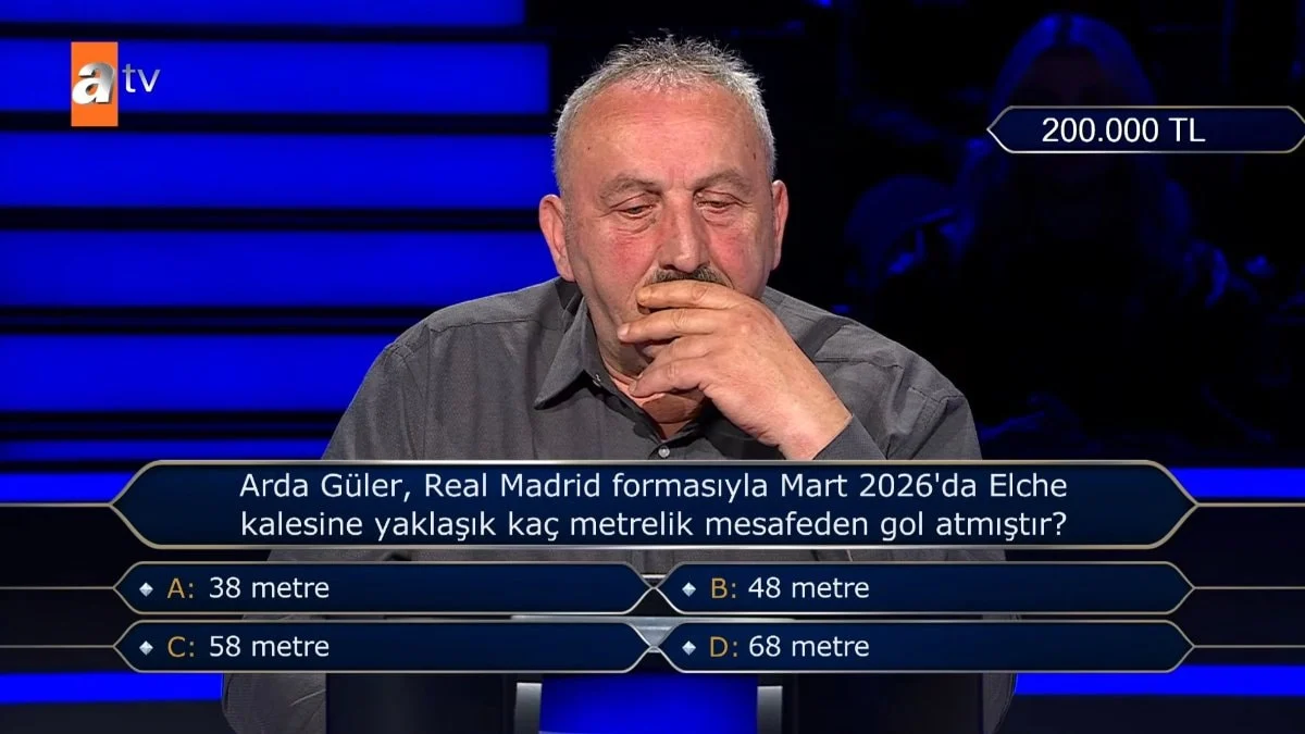 Kim Milyoner Olmak İster'de 200 bin TL'lik Arda Güler sorusu